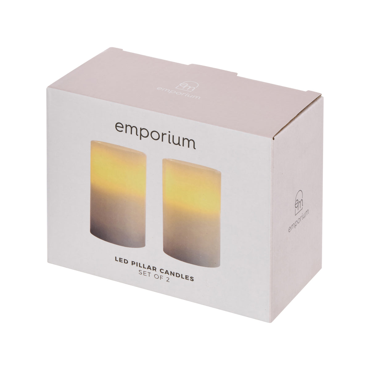 Emporium Pillar LED Candles 2pcs Set White