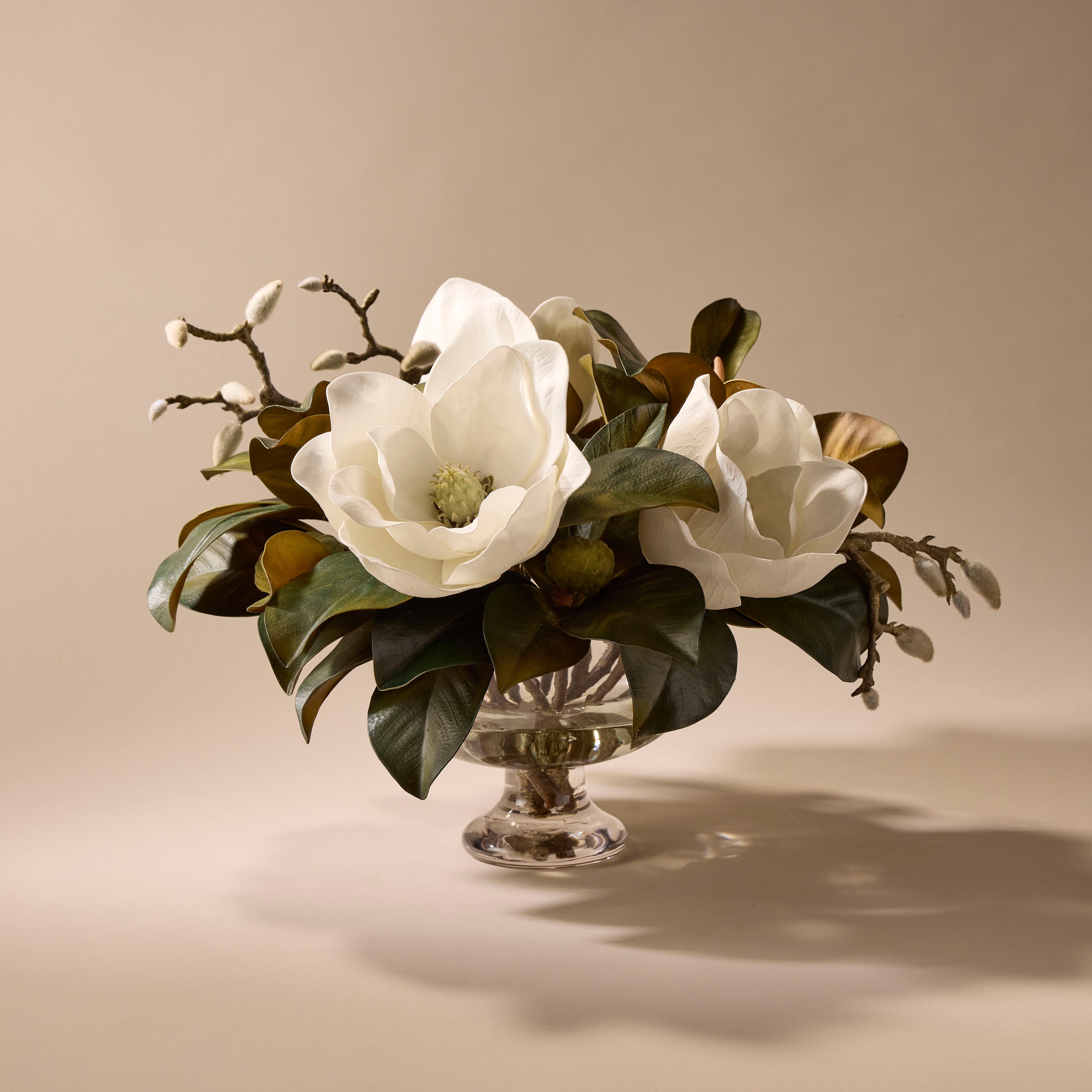 Faux Magnolia Grandiflora - Dahlia Bowl | White - 40cm