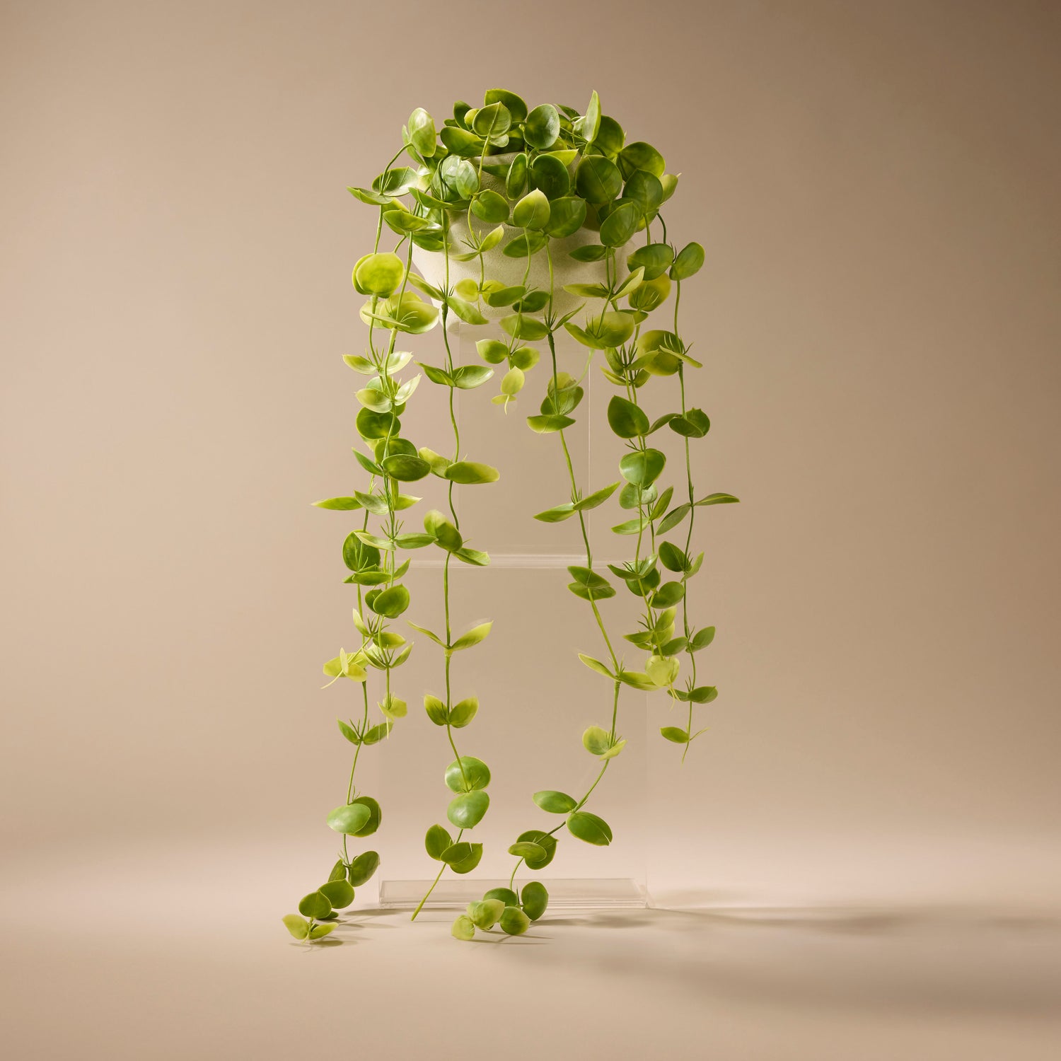 artificial potted hanging plants Artificial Coin Leaf Hanging Plant in Garden Pot