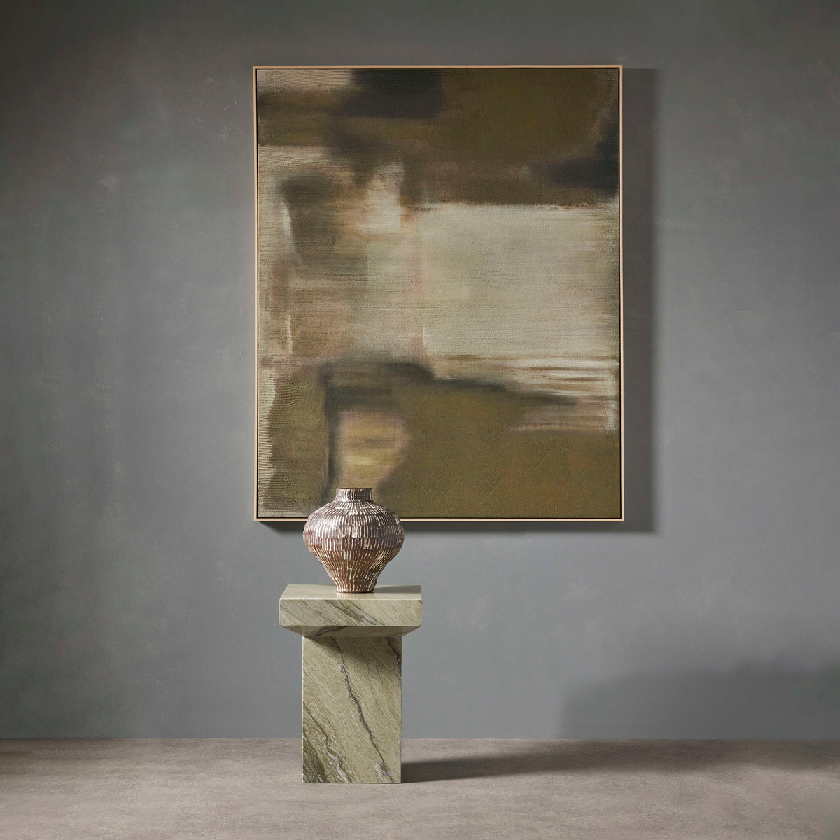 Grand Designs Mineral Plane Hand Painted Wall Art Green &amp; Natural