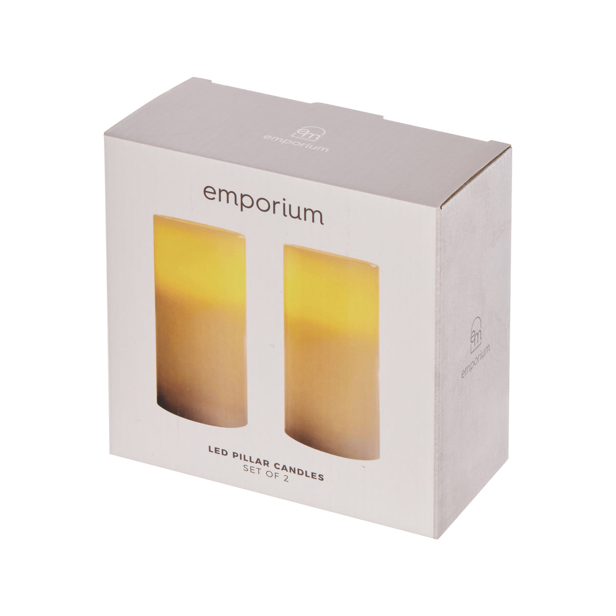 Emporium Tall Pillar LED Candles 2pcs Set White
