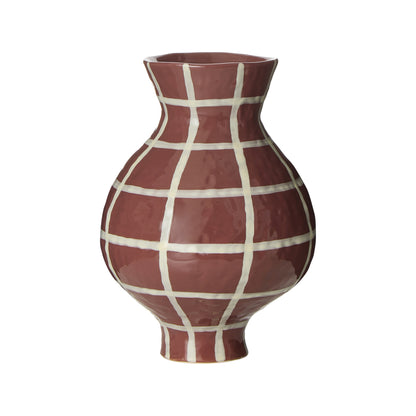 Amalfi Eden Check Vase Burgundy Check