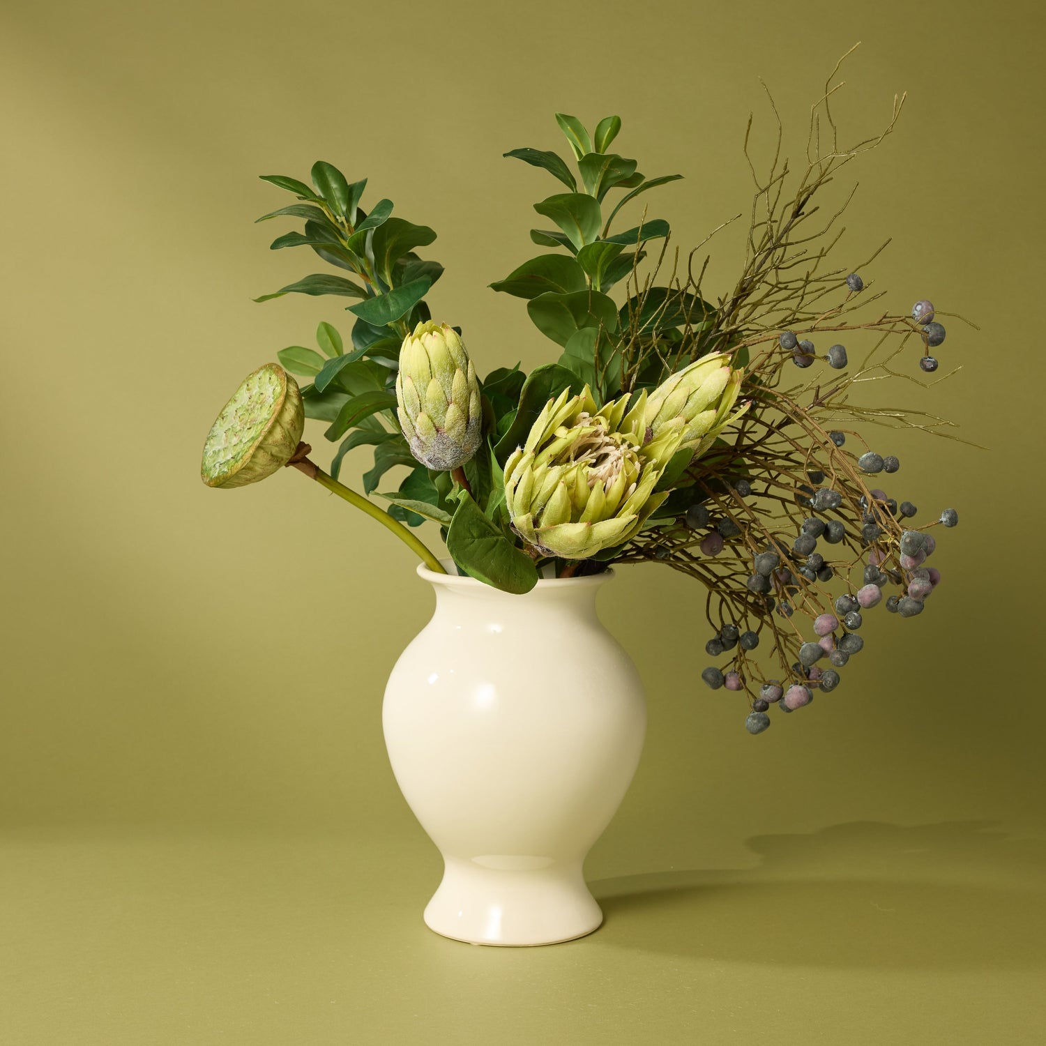Faux King Protea Stem | Green - 60cm