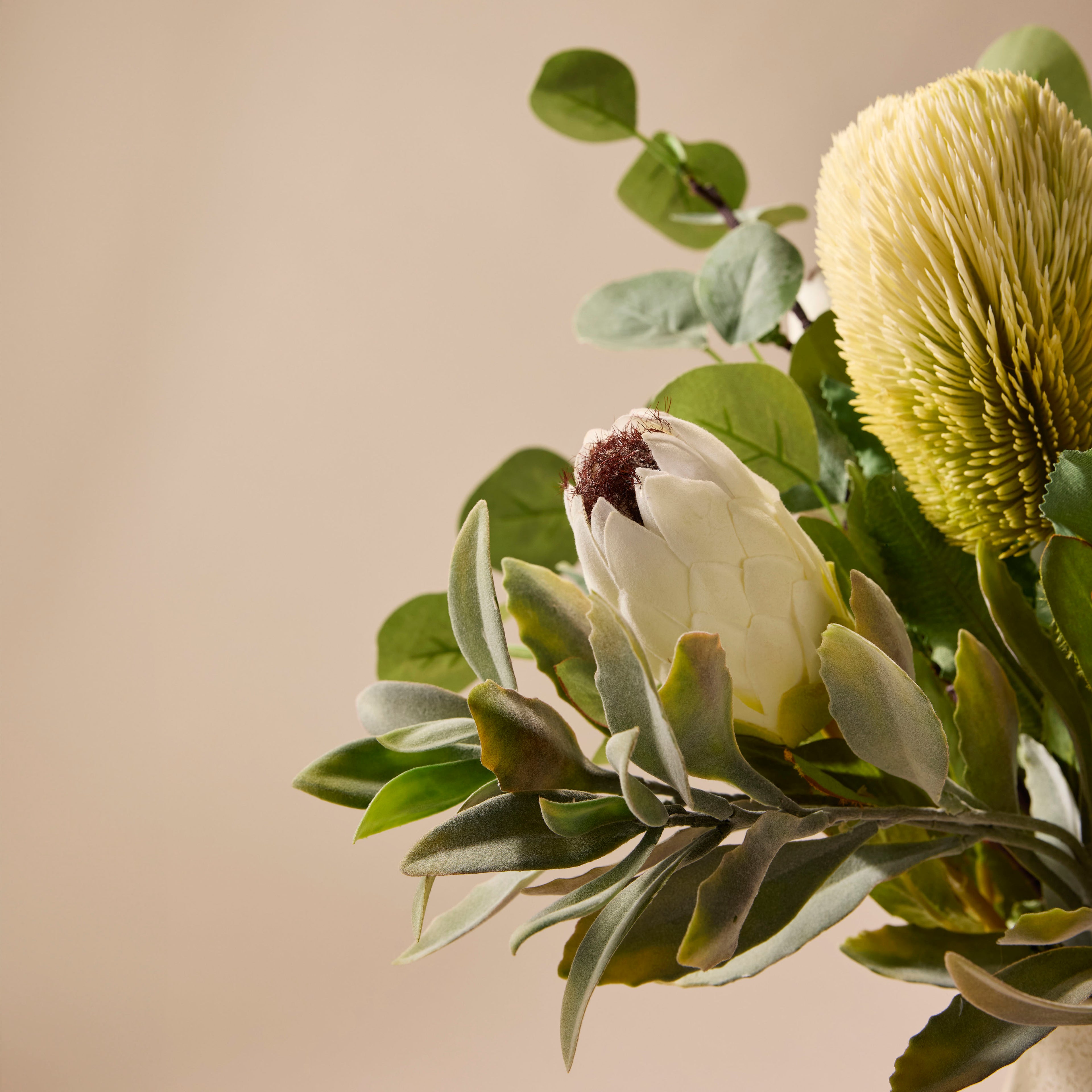 Faux Australis Protea Eucalyptus Mix - Maliah Pot | 53cm