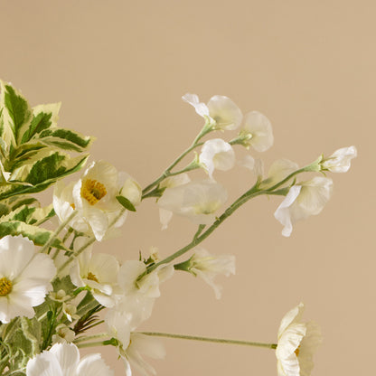 Faux Cosmos Poppy Mix – Maliah Pot | White - 62cm *Available September