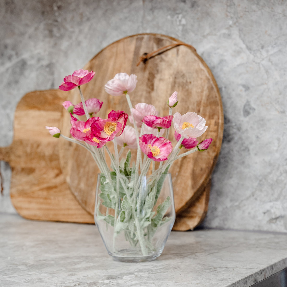 Faux Poppy Spray | Pink - 60cm