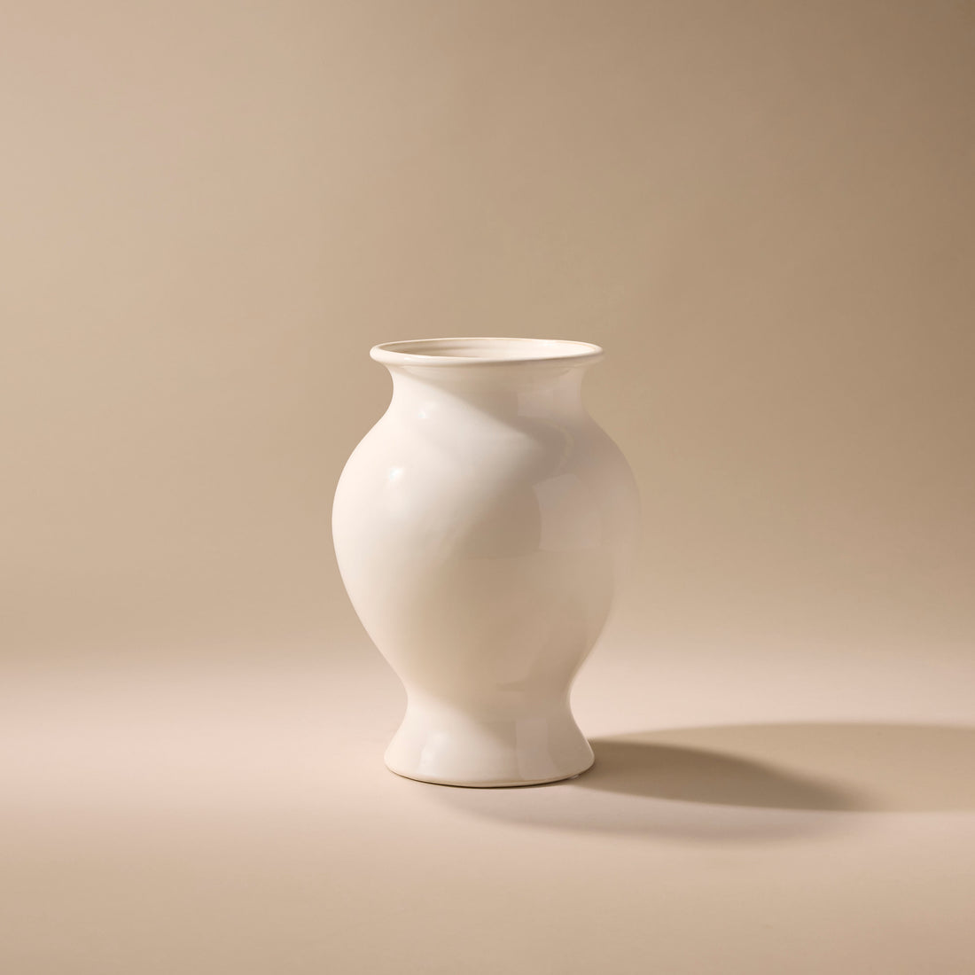 Ceramic Provincial Footed Vase | White - 28.5cm