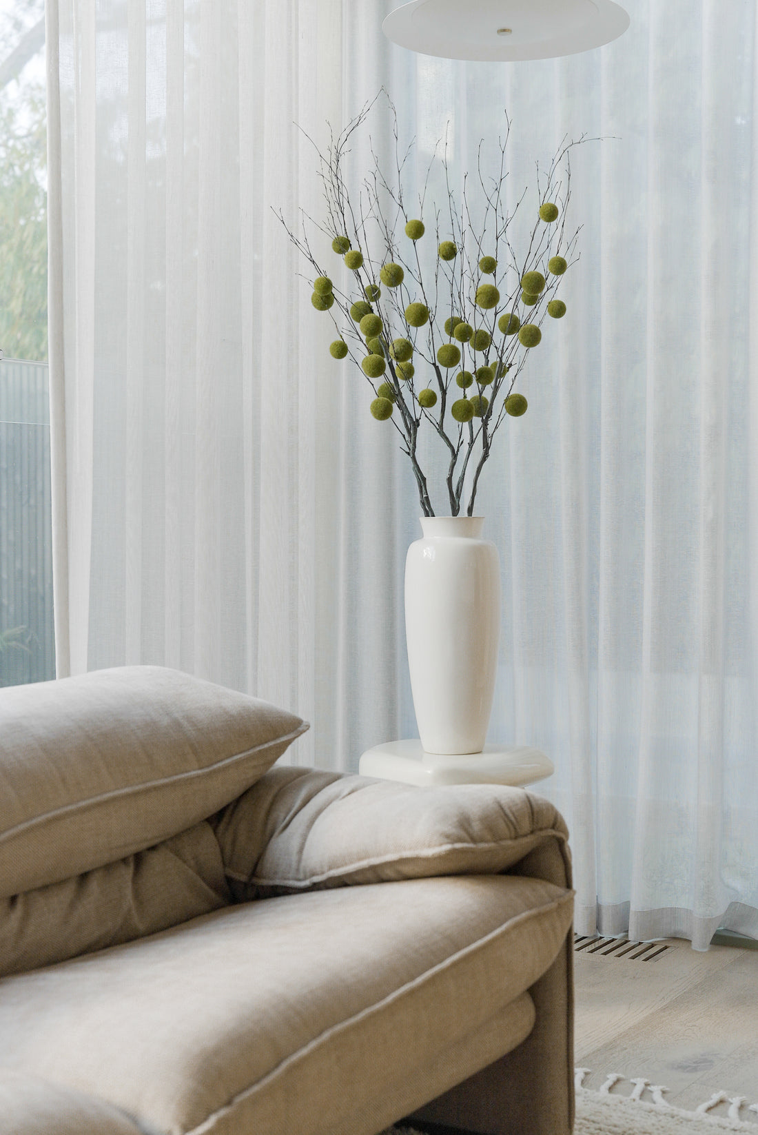 Ceramic Provincial Gloss Vessel &amp; Moss Ball Stem Set