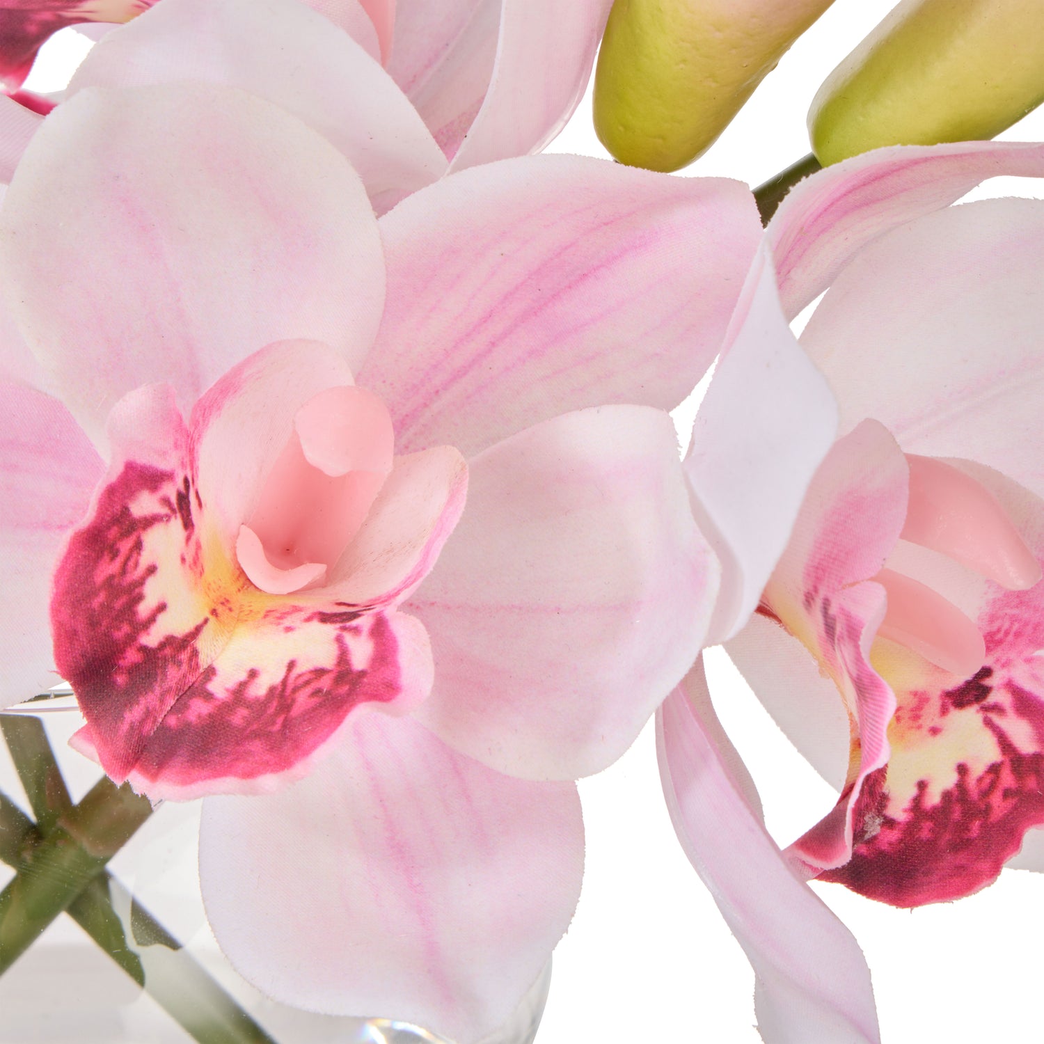 Faux Cymbidium - Glass Vase | Pink -  20cm