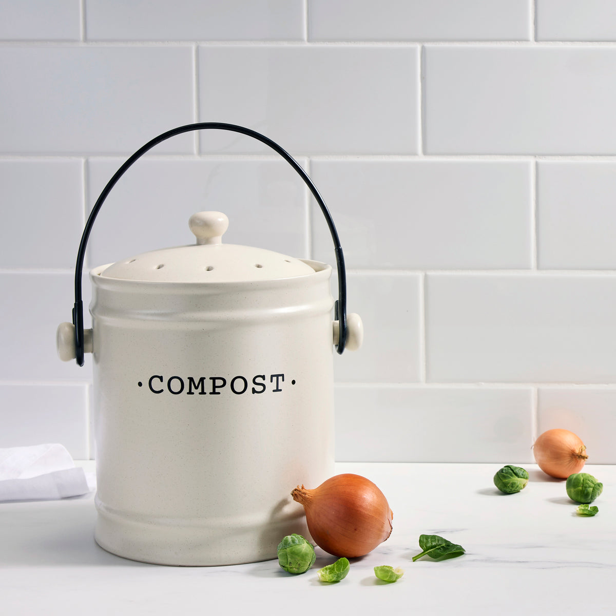 Davis &amp; Waddell Darley Compost Bin 3.5L Cream