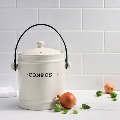 Davis &amp; Waddell Darley Compost Bin 3.5L Cream