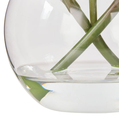 Faux Cymbidium - Glass Vase | Orange -  20cm