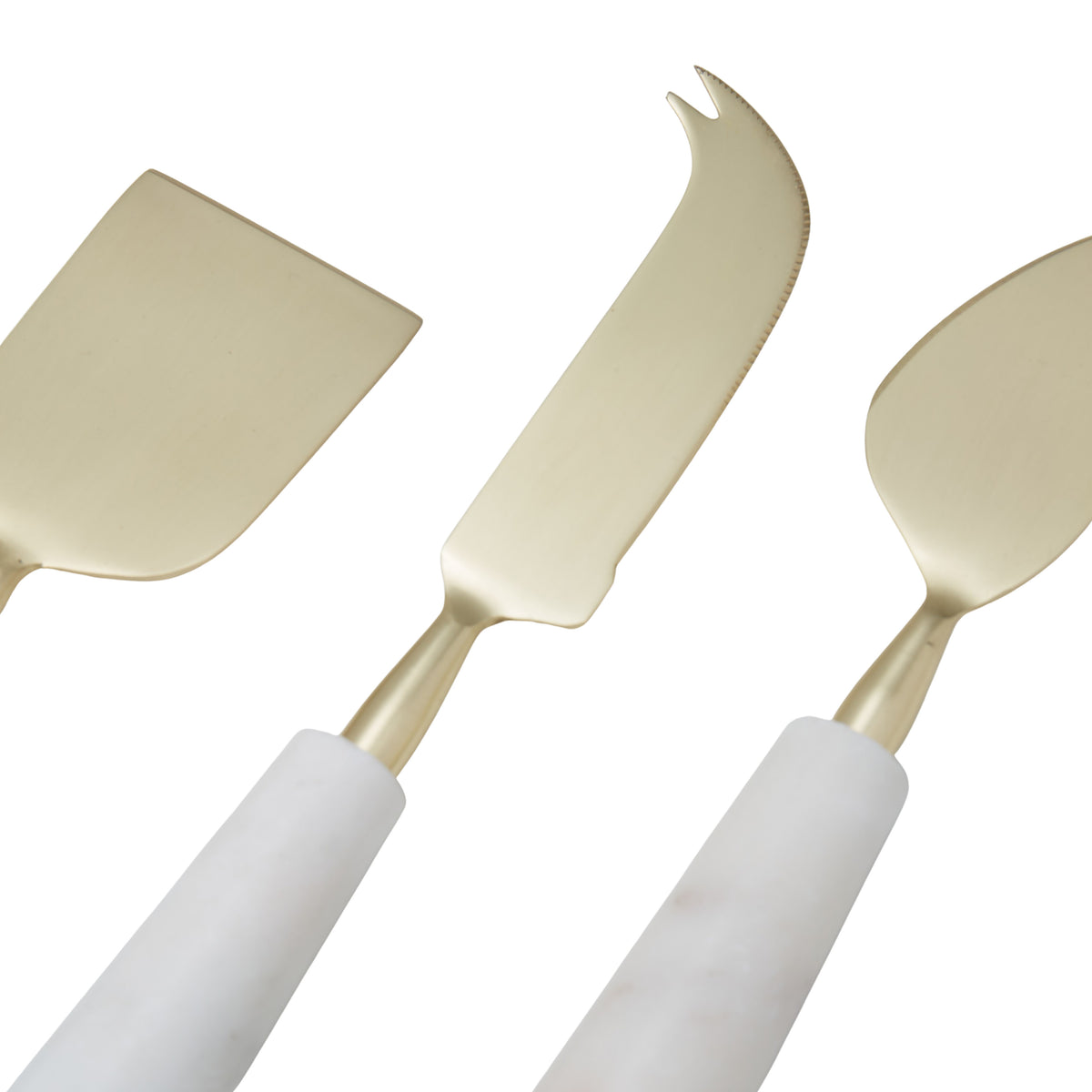 Amalfi Marble and Stainless Steel Cheese Knife 3pcs Set Gold &amp; White