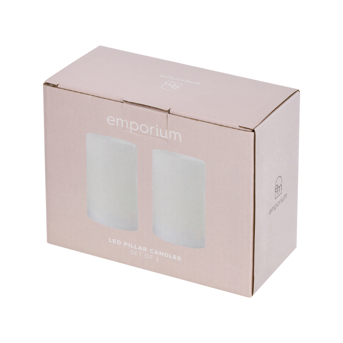 Emporium Pillar LED Candles 2pcs Set White