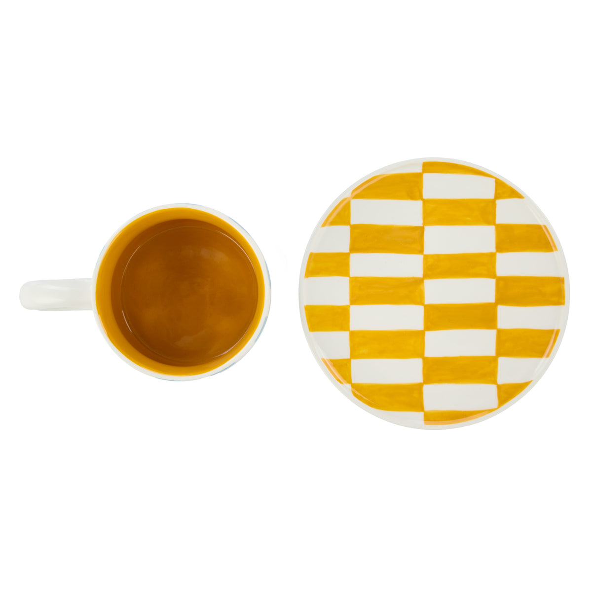 Emporium Check Mug &amp; Plate Set Blue &amp; Orange