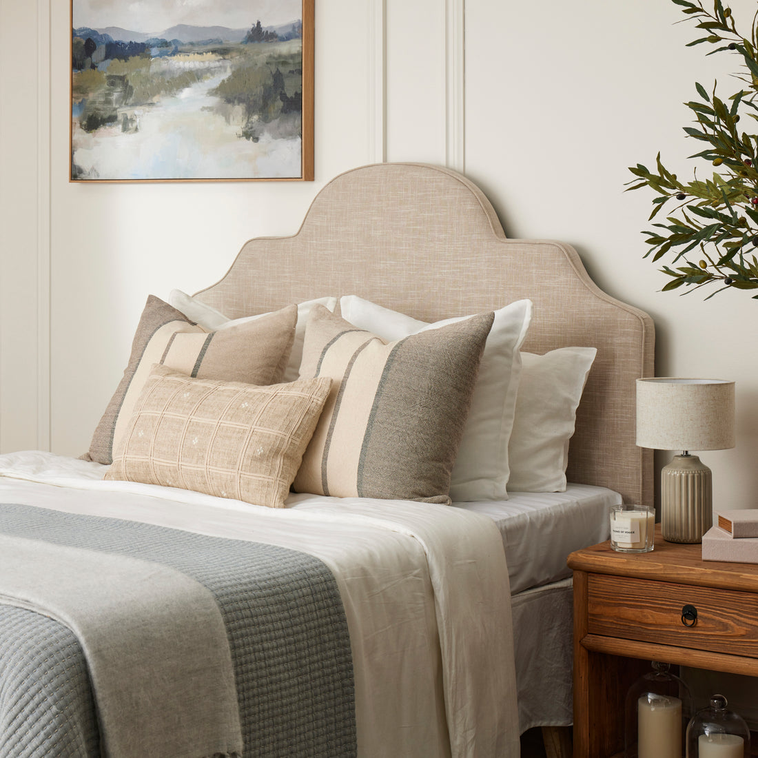 Society Home Clem Check Cushion Natural