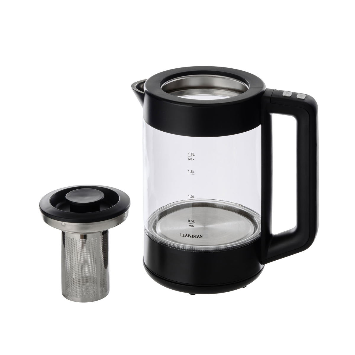 Leaf &amp; Bean Electric Glass Digital Kettle with Infuser 1.8L Black