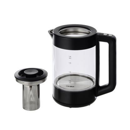 Leaf &amp; Bean Electric Glass Digital Kettle with Infuser 1.8L Black