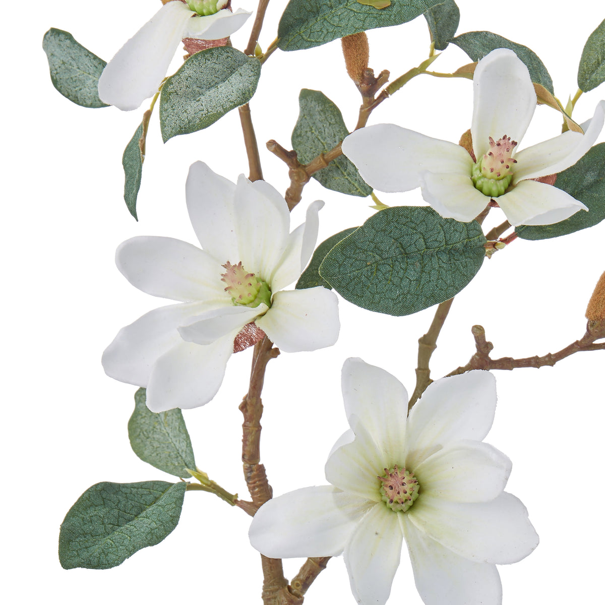 Faux Mini Magnolia Stem | White - 46cm