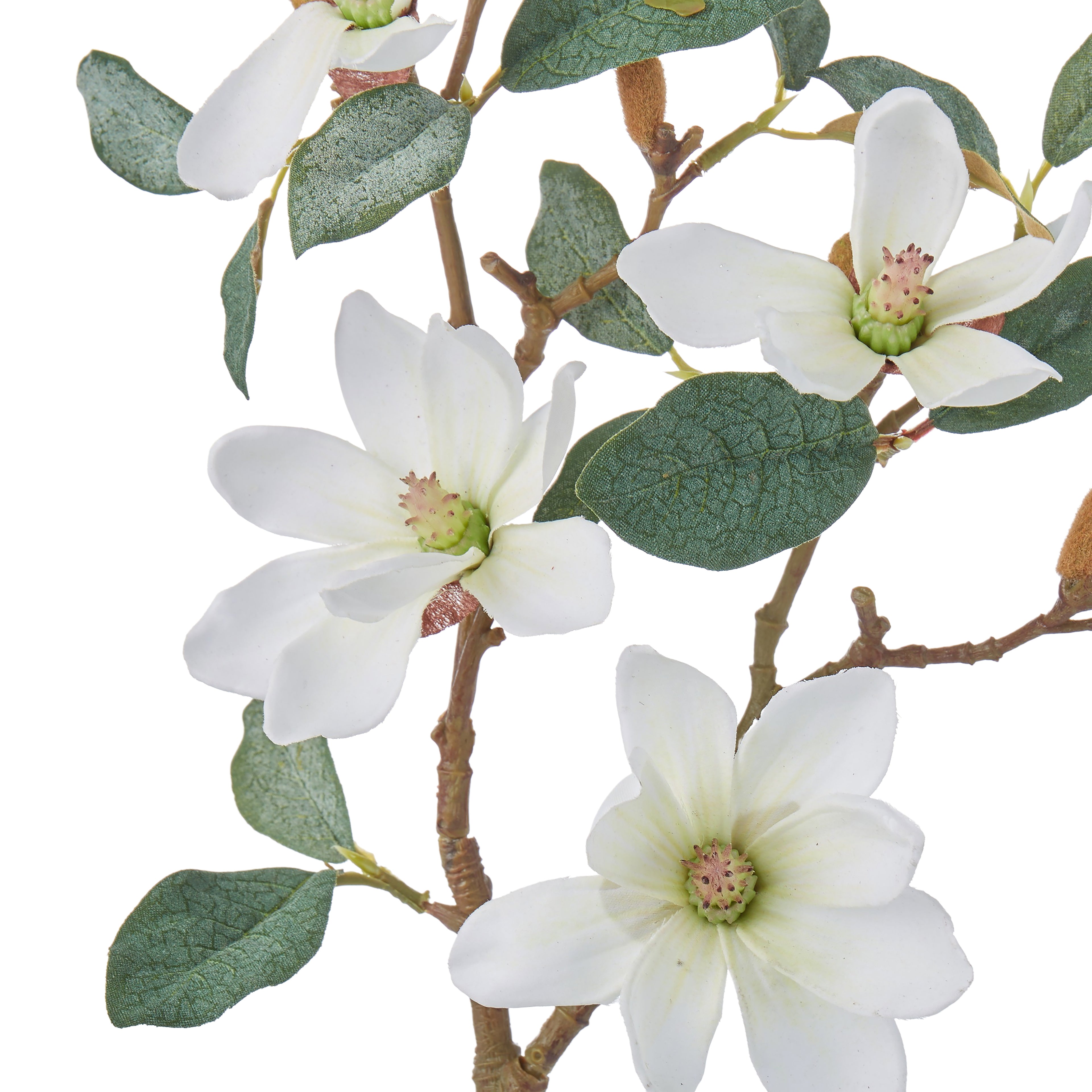 Faux Mini Magnolia Stem | White - 46cm