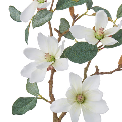 Faux Mini Magnolia Stem | White - 46cm