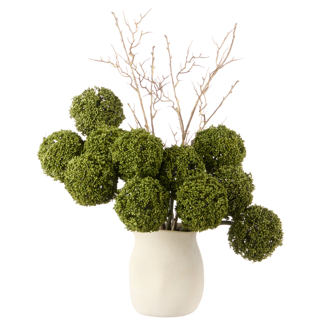 Faux Allium Spray Arrangement - Maliah Pot Cream | Green - 65cm