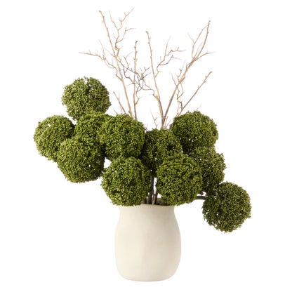 Faux Allium Spray Arrangement - Maliah Pot Cream | Green - 65cm