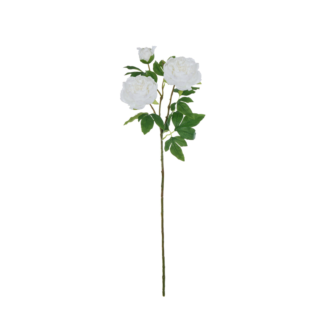 Faux Peony Spray Real Touch | White - 72cm