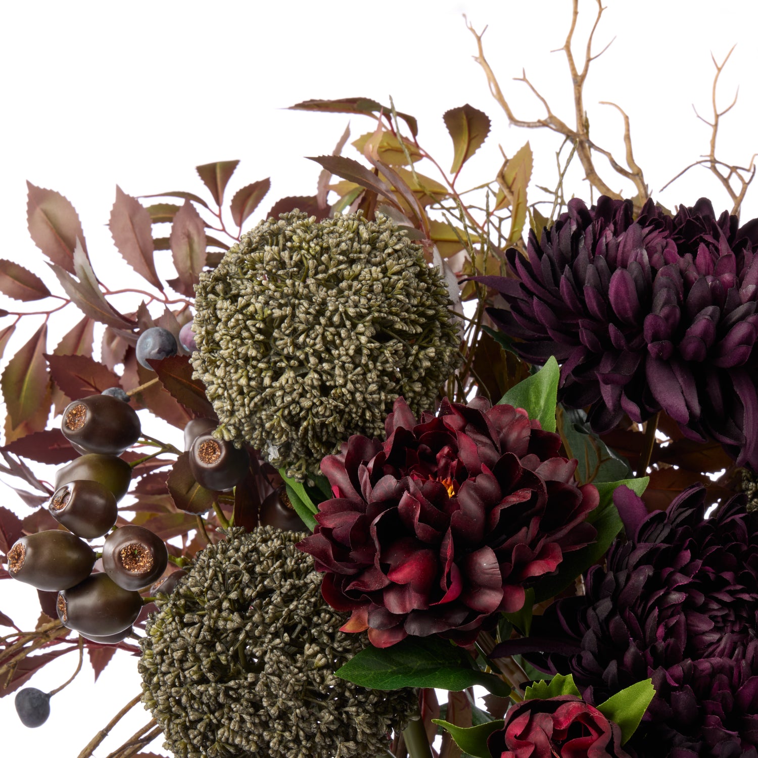 Faux Chrysanthemum Fig Garden Mix Arrangement - Maliah Pot | Purple - 66cm