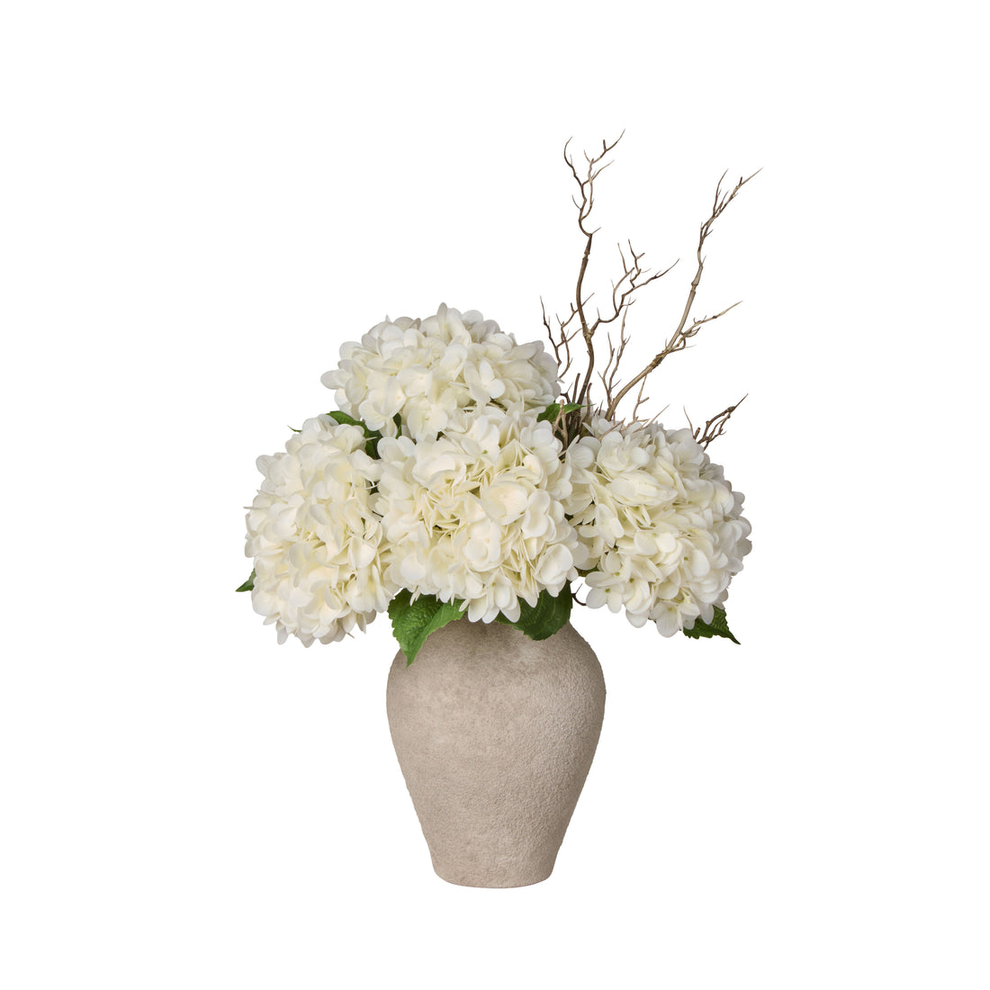 Faux Hydrangea Twig - Elise Vase | White -  67cm