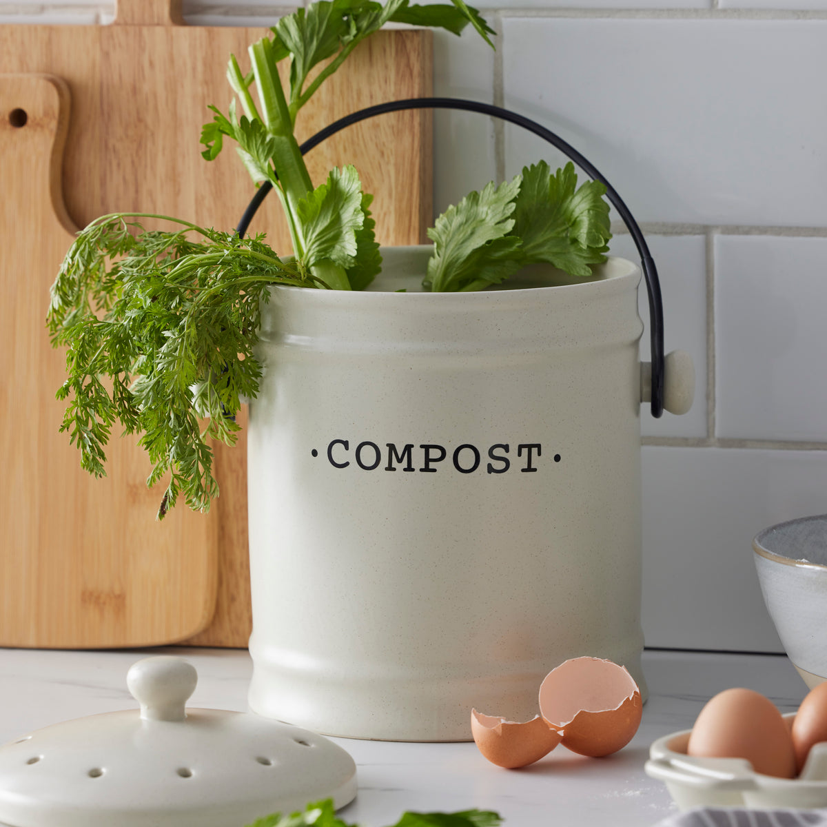 Davis &amp; Waddell Darley Compost Bin 3.5L Cream