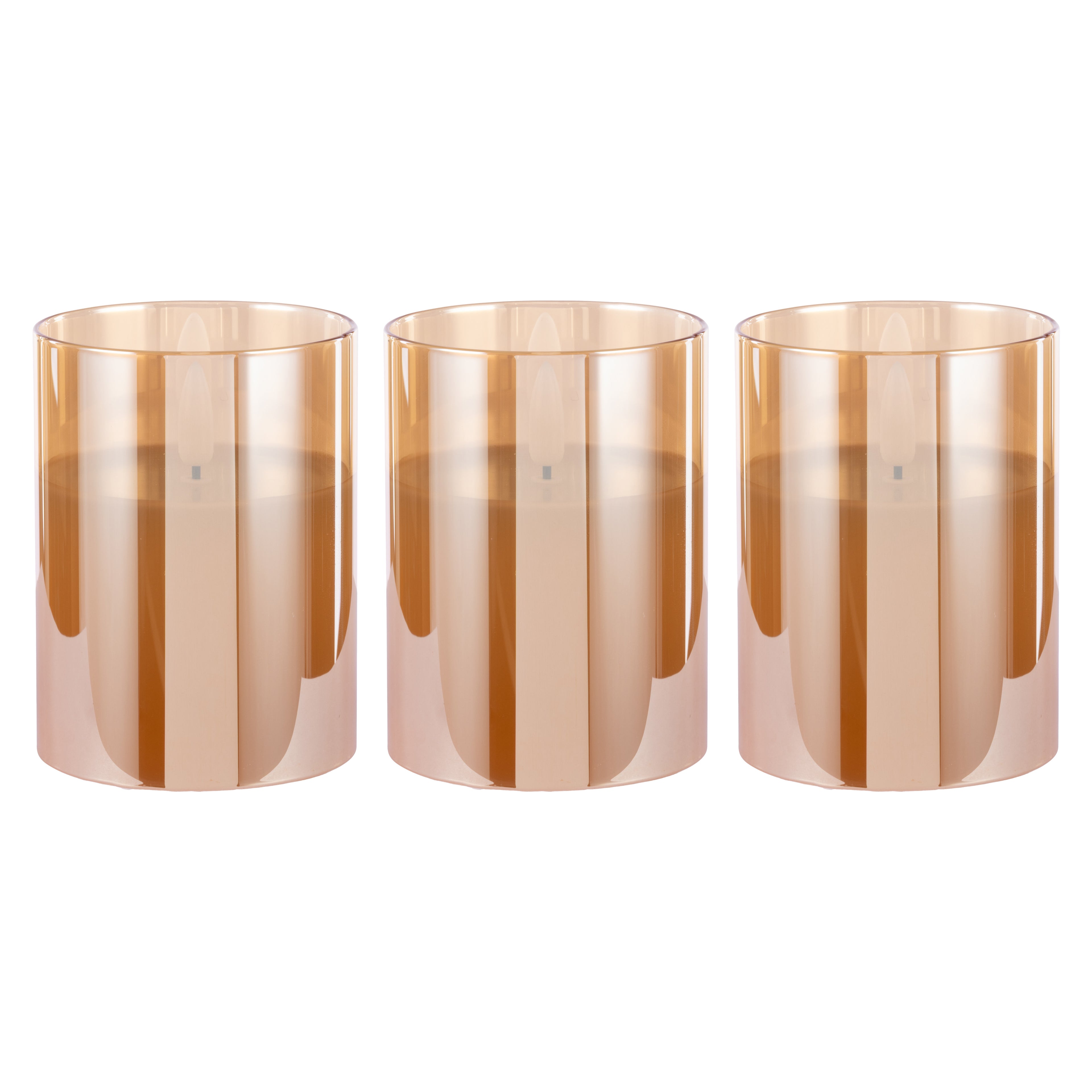 Amber Unaflame LED Candle Set of 3 | 10cm
