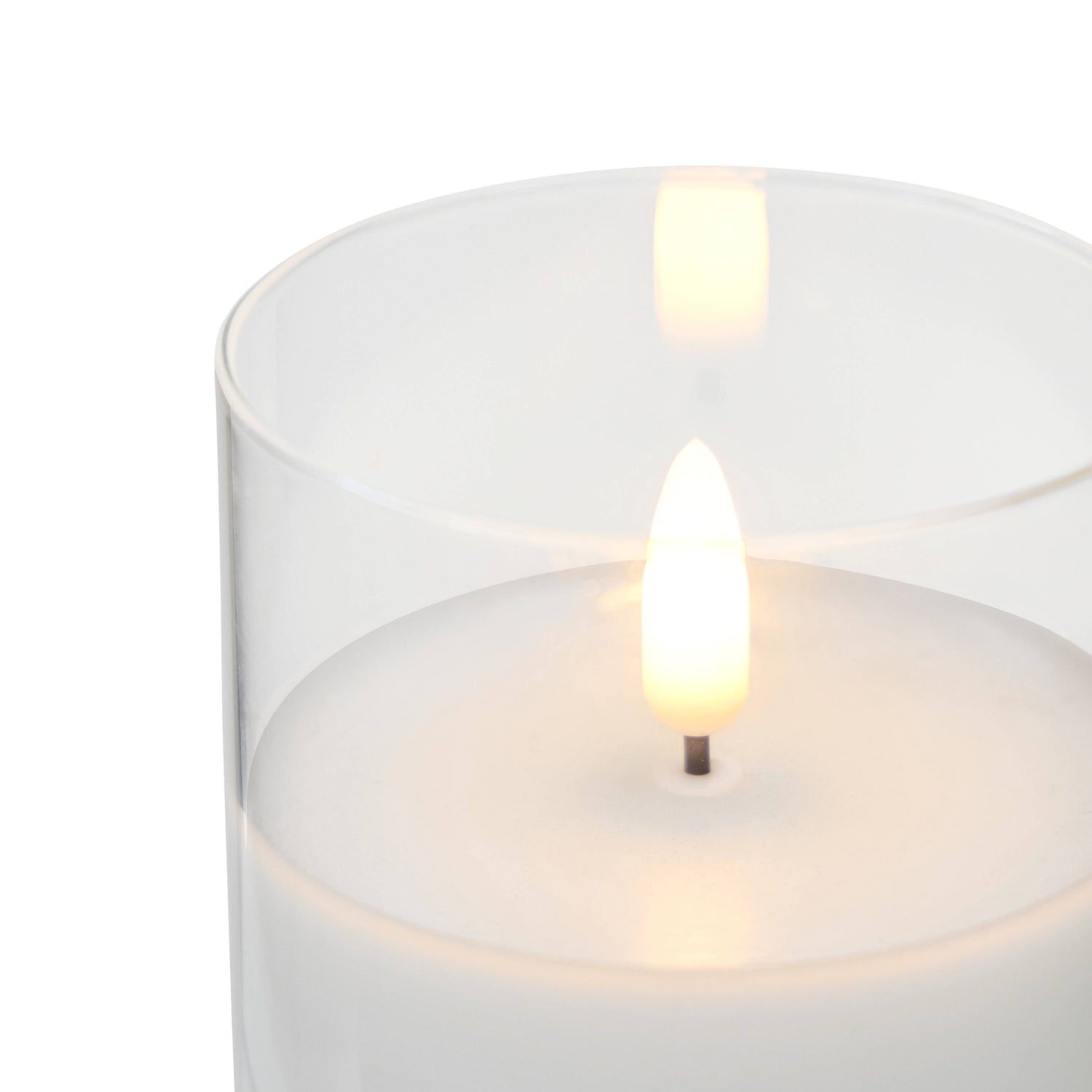 Clear Glass Unaflame LED Candle Set of 3 | 10cm