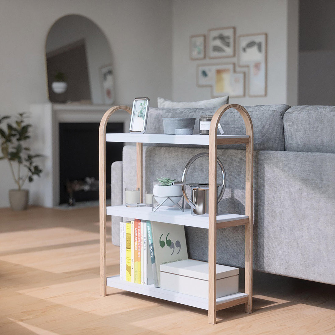 Umbra Bellwood Freestanding Shelf 3 Tier White &amp; Natural