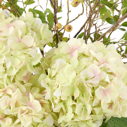 Faux Hydrangea Berry Arrangement - Maliah Pot | Green - 80cm