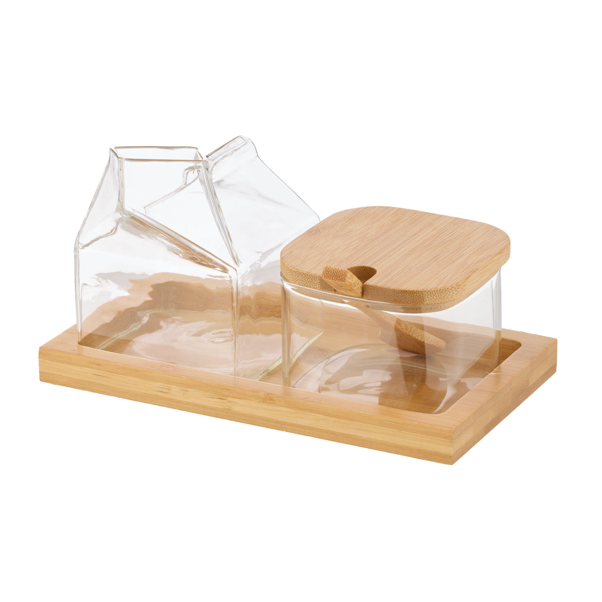 Leaf &amp; Bean Glass Milk &amp; Sugar Set Glass