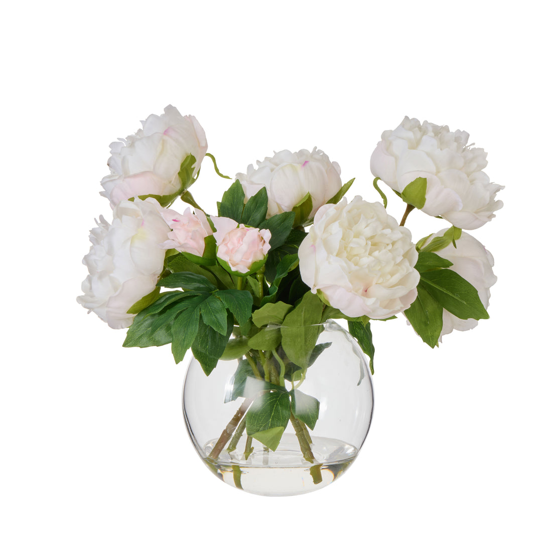 Faux Peony - Sphere Vase| White -  35cm