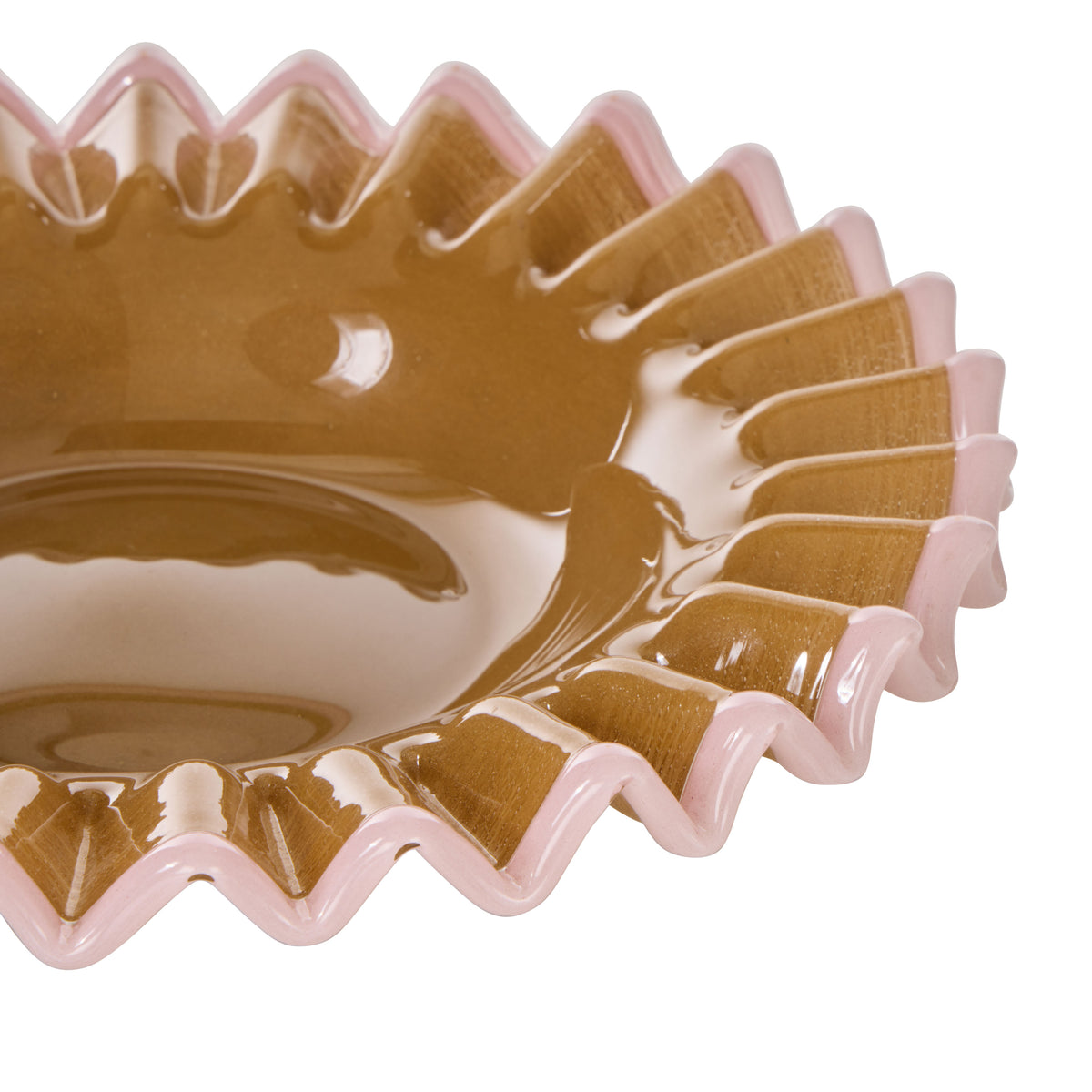 Amalfi Sigrid Frill Dish Large  Mustard &amp; Pink