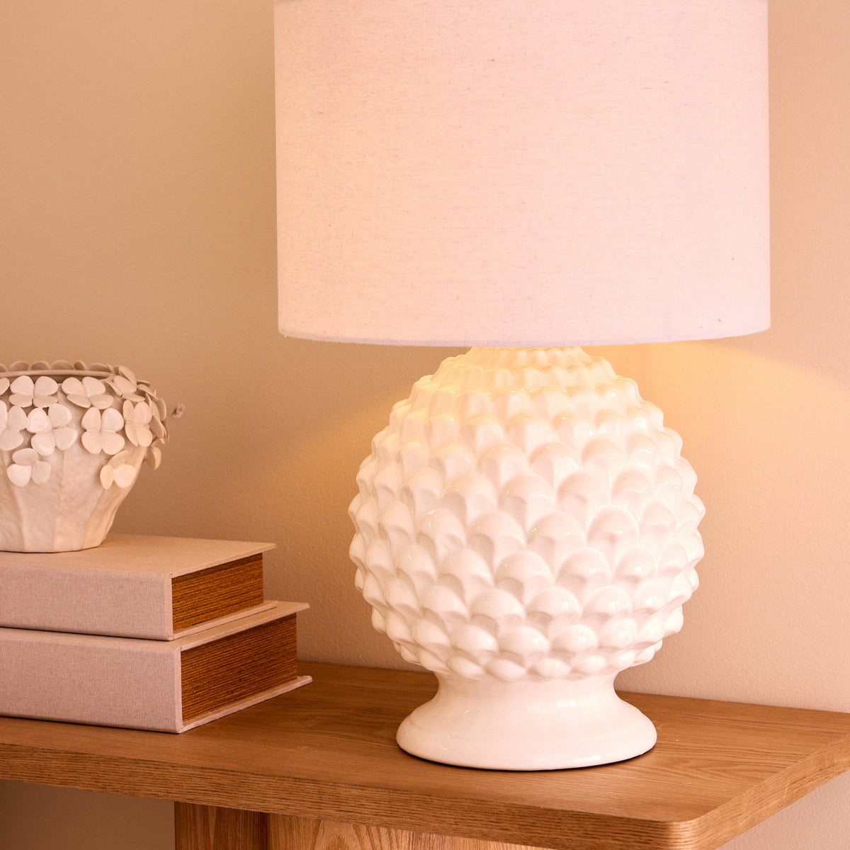Society Home Macy Table Lamp White &amp; Natural