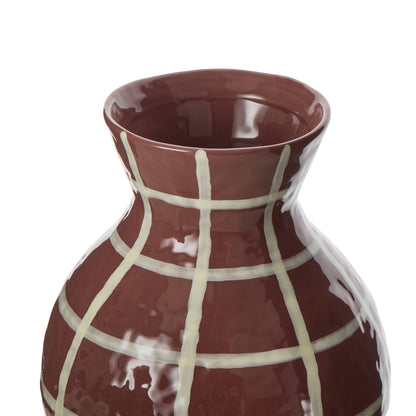 Amalfi Eden Check Vase Burgundy Check