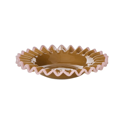Amalfi Sigrid Frill Dish Large  Mustard &amp; Pink