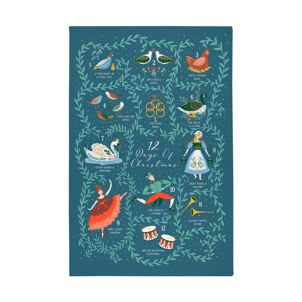 Ulster Weavers 12 Days of Christmas Tea Towel Multi-Coloured