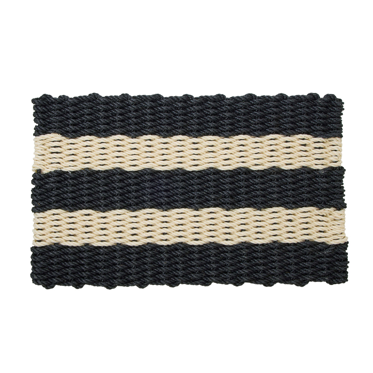 Amalfi Rope Door Mat - Stripe Black &amp; Cream