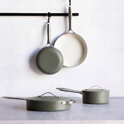 MasterChef Sage Elementa Saute Pan with Lid Sage &amp; Cream