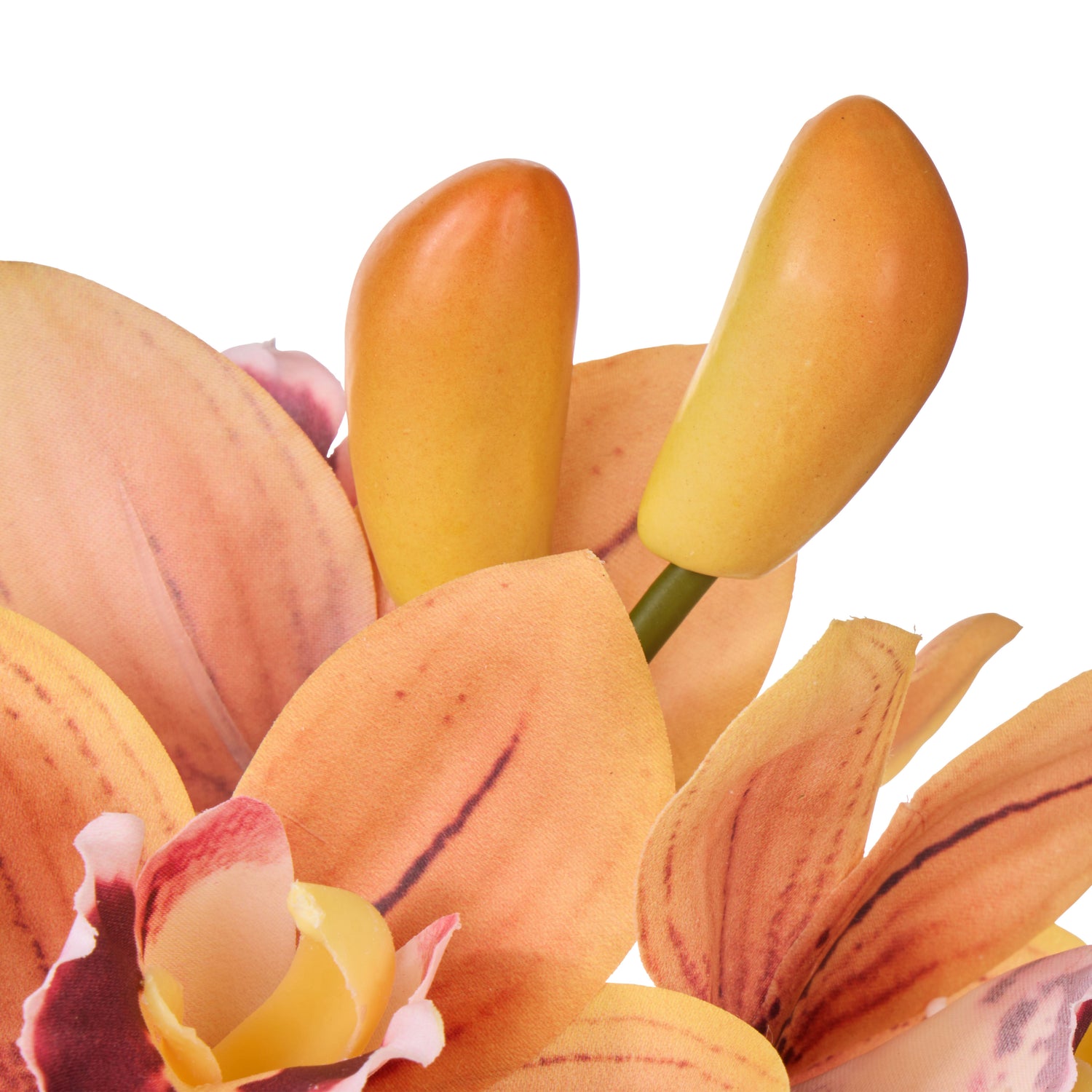 Faux Cymbidium - Glass Vase | Orange -  20cm