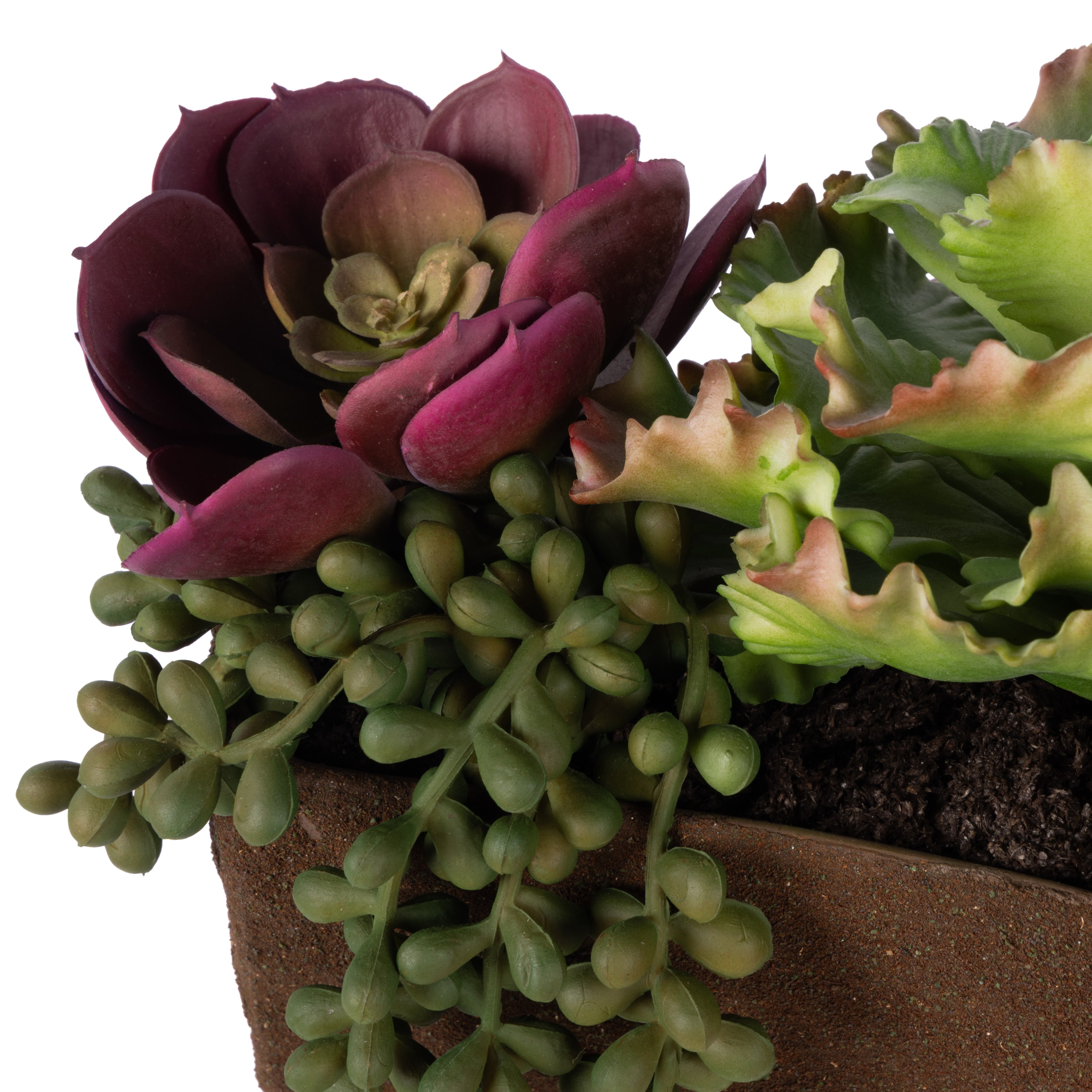 Faux Succulent Mix Garden Arrangement - Palermo Planter | 17cm