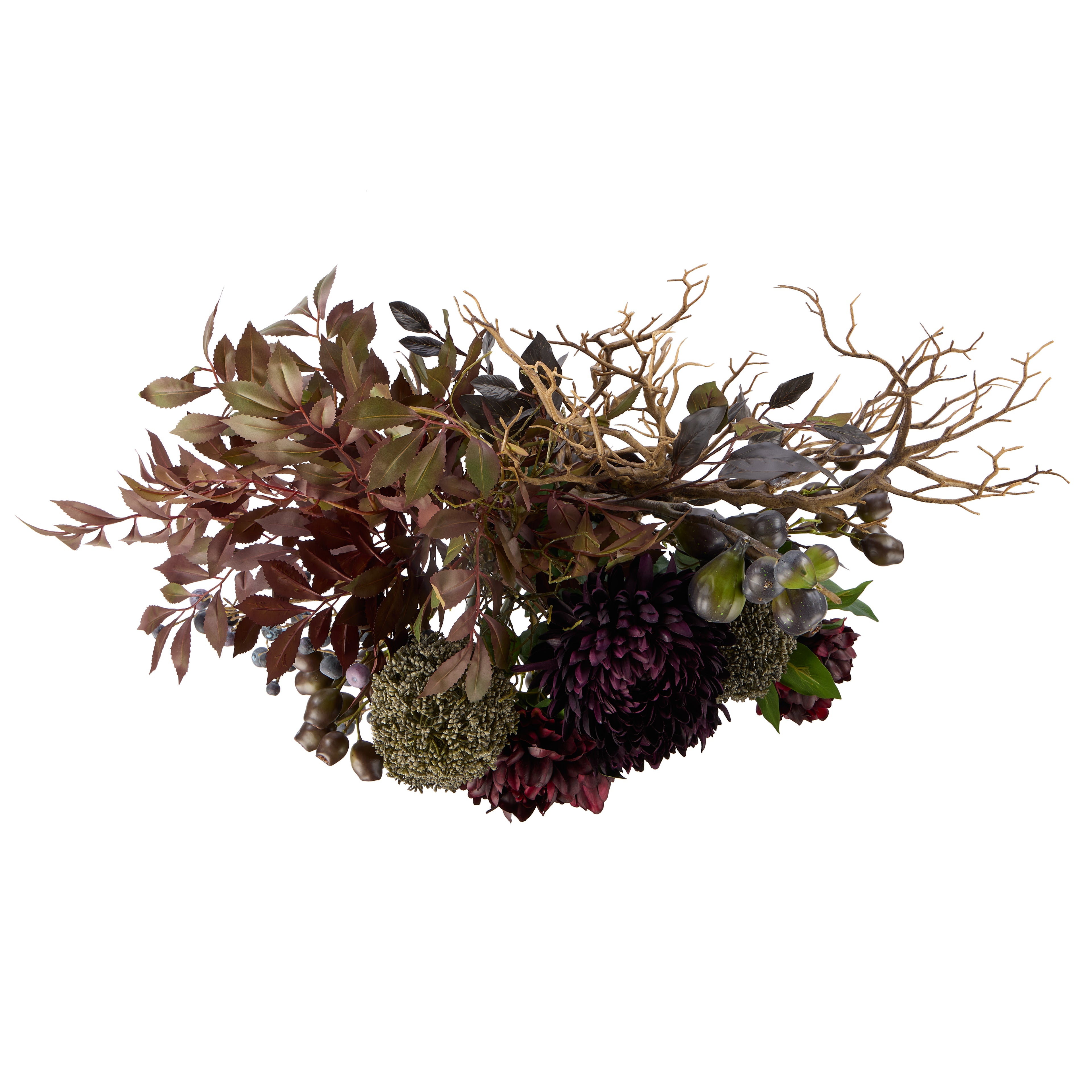 Faux Chrysanthemum Fig Garden Mix Arrangement - Maliah Pot | Purple - 66cm