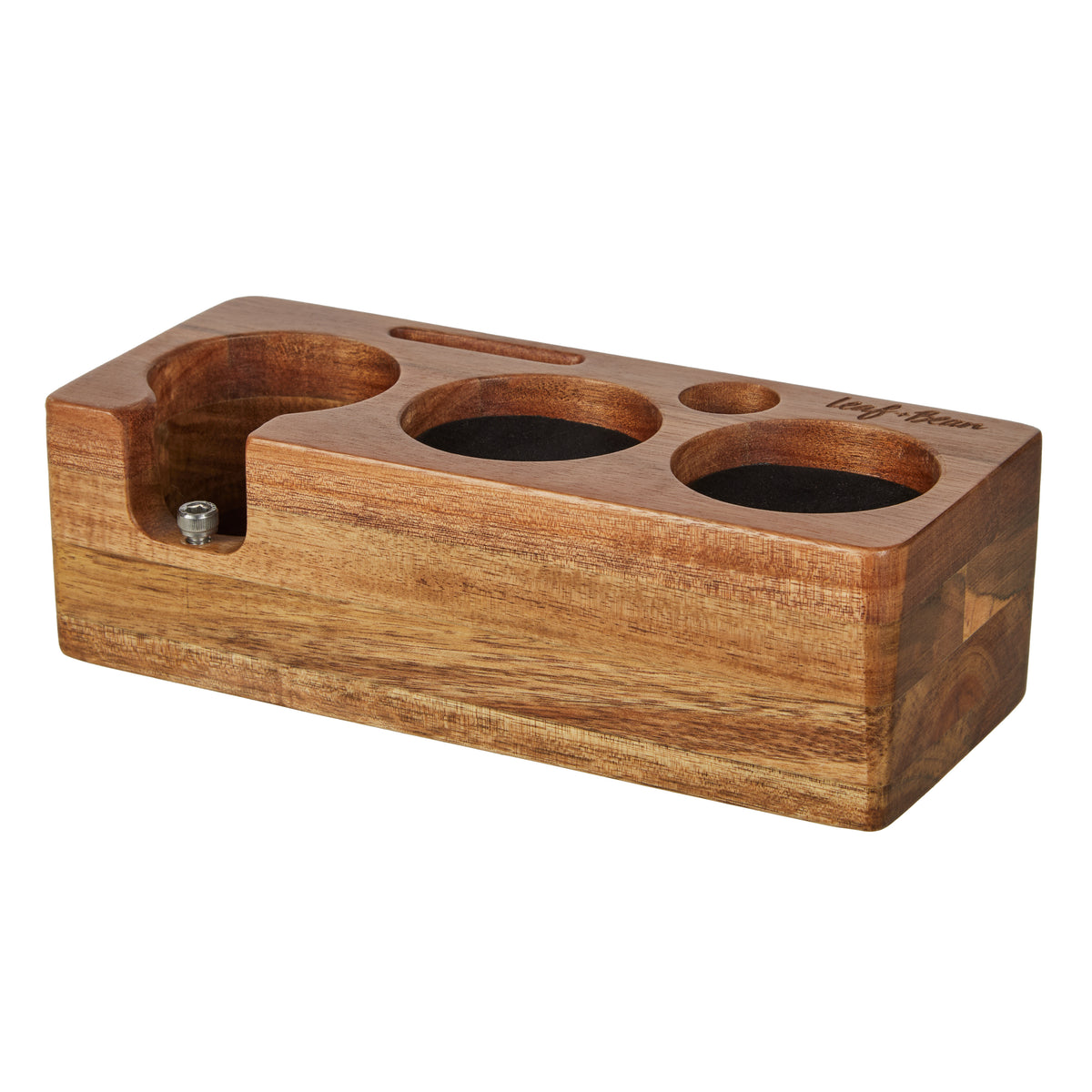 Leaf &amp; Bean Espresso Tamper Station Acacia Wood Brown