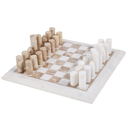 Grand Designs Marble Inlay Chess Set White &amp; Brown
