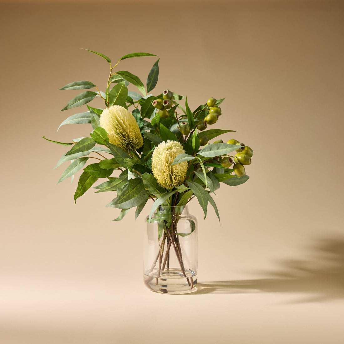 Faux Native Banksia Gum Nut Arrangement - Pauline Vase